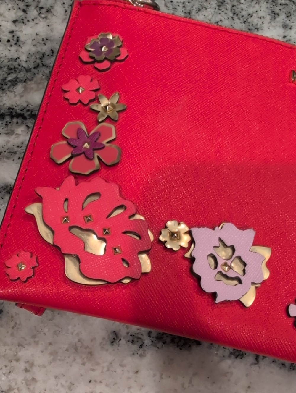 Michael Kors Red Floral Zip Wallet - Picture 2 of 4